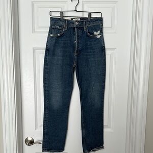 Agolde Blue Straight High Rise Jeans Classic Denim